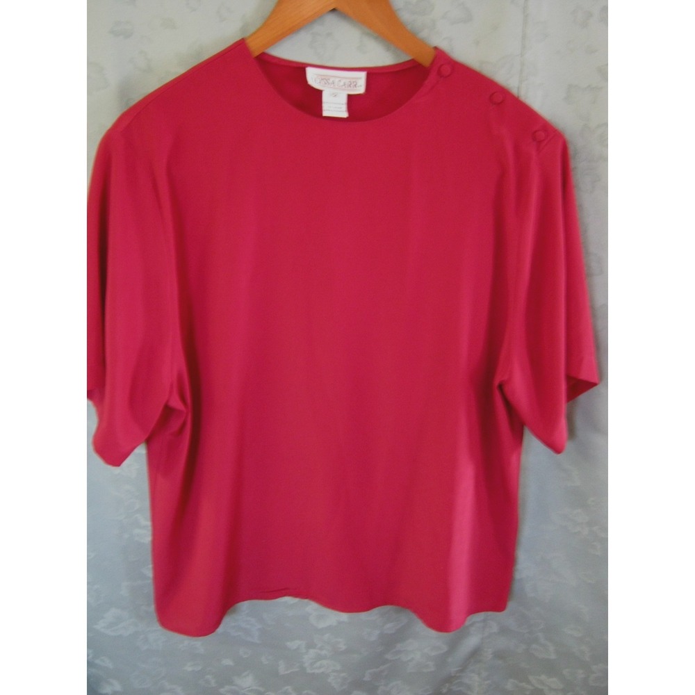 VTG 90's Alyssa Carr Top Size 12 Red Asymmetric Shoulder Button Collarless Shell